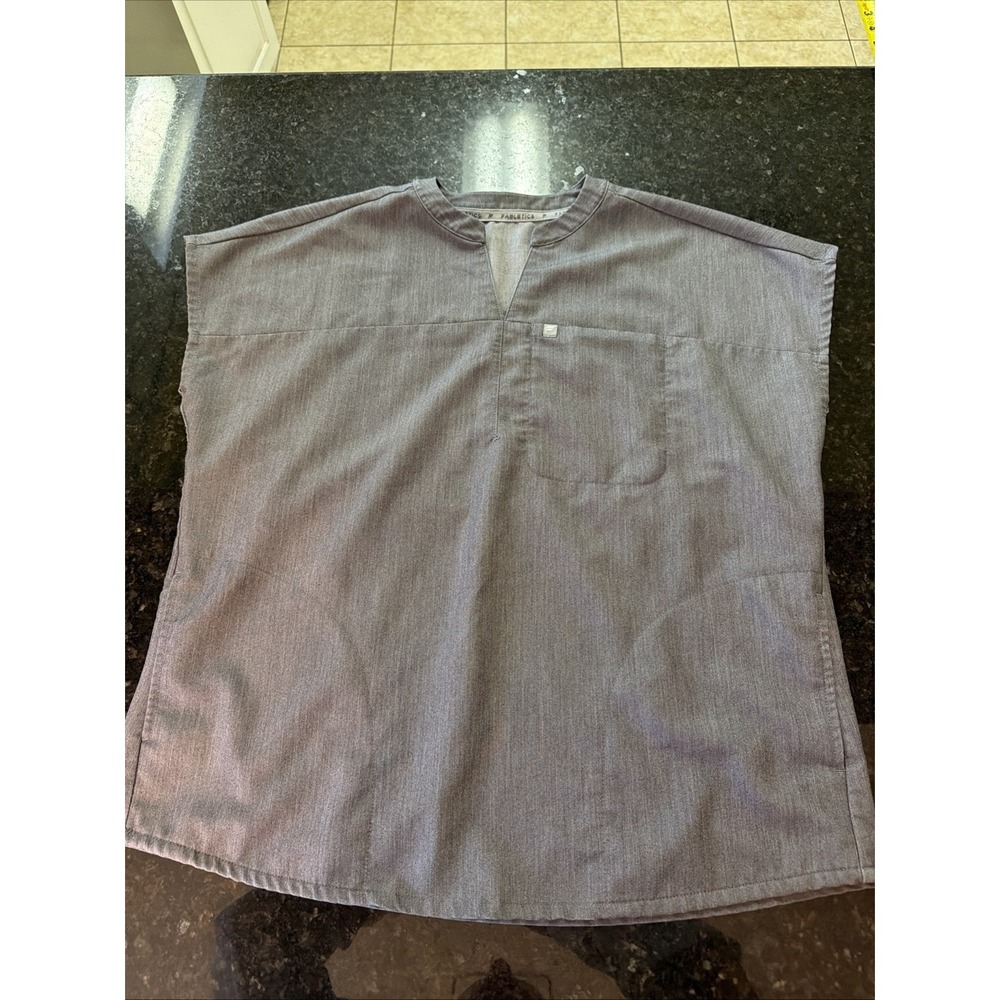 Fabletics Dark Gray Scrub Top Sz Sm Sleeveless Hospital Nurse Doctor Pockets
